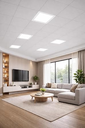 Square Led Panel Light — Natural White (4000K) | Plastic Body | Recessed Panel for False Ceiling | for Kitchen, Living Room, Home/Office, Dining Room (1, 9, Watts, 4 inch)