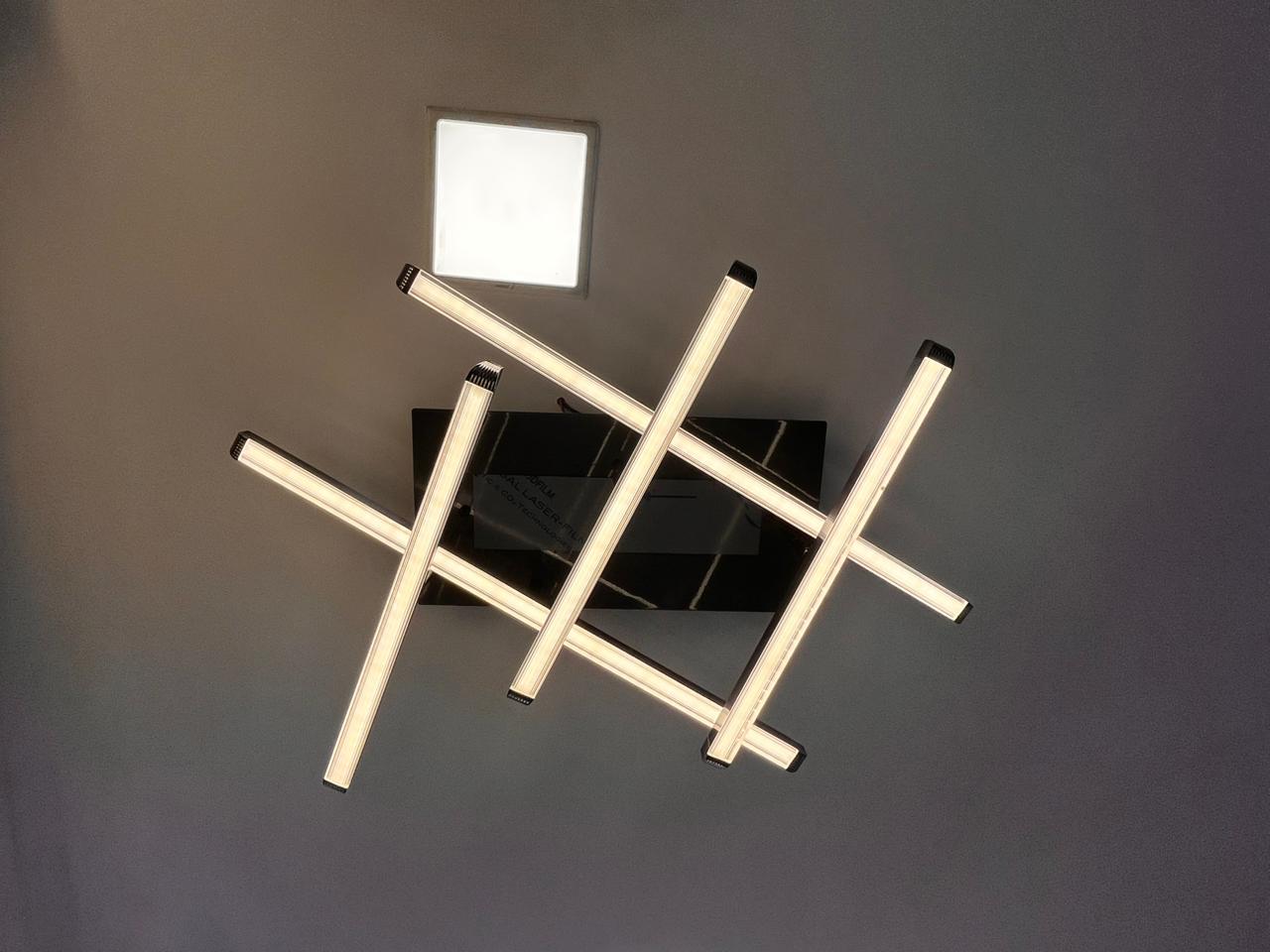 Modern Linear LED Chandelier Ceiling Light | Luxury Geometric Cross Bar Hanging Lamp for Living Room, Bedroom & Dining Area – Model: CrossLine Pro