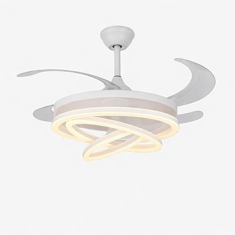 42 Inch Smart Retractable Ceiling Fan with 220V LED Light, Modern Chandelier Fancy Fan with Remote Control & LED Light, Reversible Motor (ELF4)