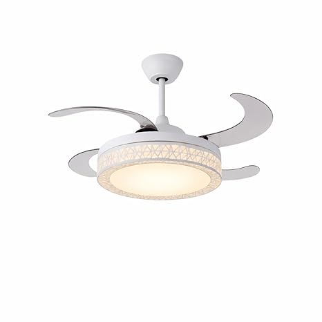 42 Inch Smart Retractable Ceiling Fan with 220V LED Light, Modern Chandelier Fancy Fan with Remote Control & LED Light, Reversible Motor (ELF6)