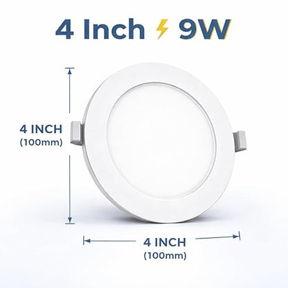 Round Led Panel Light — Natural White (4000K) | Plastic Body | Recessed Panel for False Ceiling | for Kitchen, Living Room, Home/Office, Dining Room (1, 9, Watts, 4 inch)