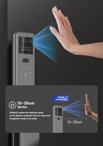 K7 Smart Door Lock with 3D Face & Palm Vein Recognition | WiFi Biometric Digital Lock with Camera | Fingerprint, PIN, RFID Card & Key | Video Calling | 3 Years Warranty