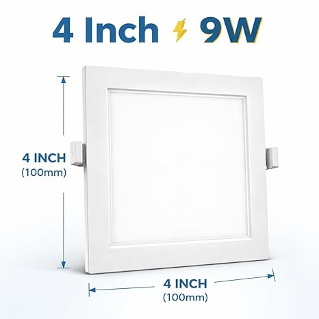 Square Led Panel Light — Cool White (6500K) | Plastic Body | Recessed Panel for False Ceiling | for Kitchen, Living Room, Home/Office, Dining Room (1, 18, Watts, 8 inch)