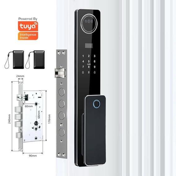 K6 Smart Door Lock with 3D Face & Palm Recognition | WiFi Digital Door Lock with App | Fingerprint, PIN, RFID Card & Key | Video Calling, Aluminum Deadbolt | 3 Years Warranty