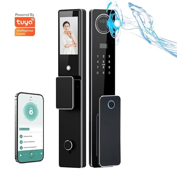 K6 Smart Door Lock with 3D Face & Palm Recognition | WiFi Digital Door Lock with App | Fingerprint, PIN, RFID Card & Key | Video Calling, Aluminum Deadbolt | 3 Years Warranty