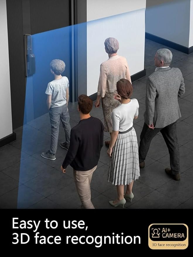 K6 Smart Door Lock with 3D Face & Palm Recognition | WiFi Digital Door Lock with App | Fingerprint, PIN, RFID Card & Key | Video Calling, Aluminum Deadbolt | 3 Years Warranty