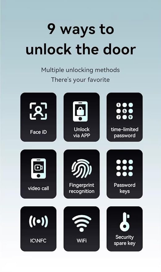 K6 Smart Door Lock with 3D Face & Palm Recognition | WiFi Digital Door Lock with App | Fingerprint, PIN, RFID Card & Key | Video Calling, Aluminum Deadbolt | 3 Years Warranty