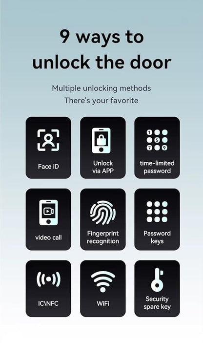 K6 Smart Door Lock with 3D Face & Palm Recognition | WiFi Digital Door Lock with App | Fingerprint, PIN, RFID Card & Key | Video Calling, Aluminum Deadbolt | 3 Years Warranty