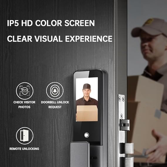 K6 Smart Door Lock with 3D Face & Palm Recognition | WiFi Digital Door Lock with App | Fingerprint, PIN, RFID Card & Key | Video Calling, Aluminum Deadbolt | 3 Years Warranty