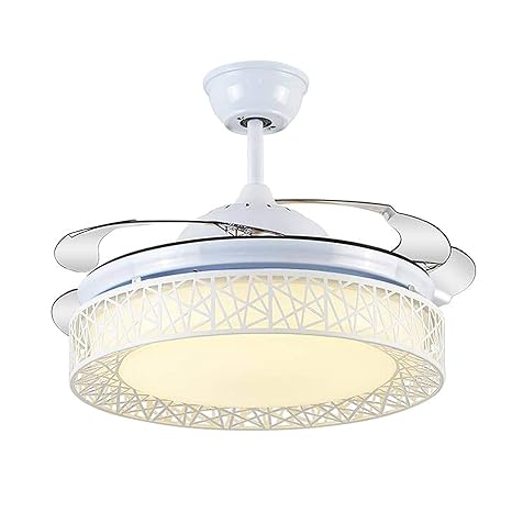 42 Inch Smart Retractable Ceiling Fan with 220V LED Light, Modern Chandelier Fancy Fan with Remote Control & LED Light, Reversible Motor (ELF6)