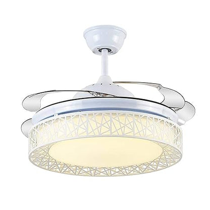 42 Inch Smart Retractable Ceiling Fan with 220V LED Light, Modern Chandelier Fancy Fan with Remote Control & LED Light, Reversible Motor (ELF6)