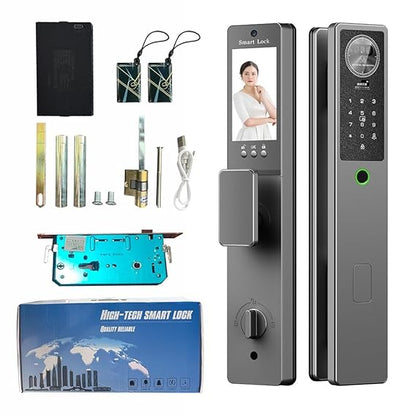 K10 Smart Door Lock with Fingerprint & Memory Card | WiFi App Control | PIN, Card & Key Access | Video Calling, Aluminum Digital Lock for Glass, Wood & Steel Doors | 3 Year Warranty