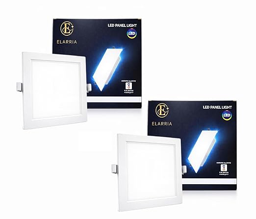 Square Led Panel Light — Cool White (6500K) | Plastic Body | Recessed Panel for False Ceiling | for Kitchen, Living Room, Home/Office, Dining Room (1, 18, Watts, 8 inch)