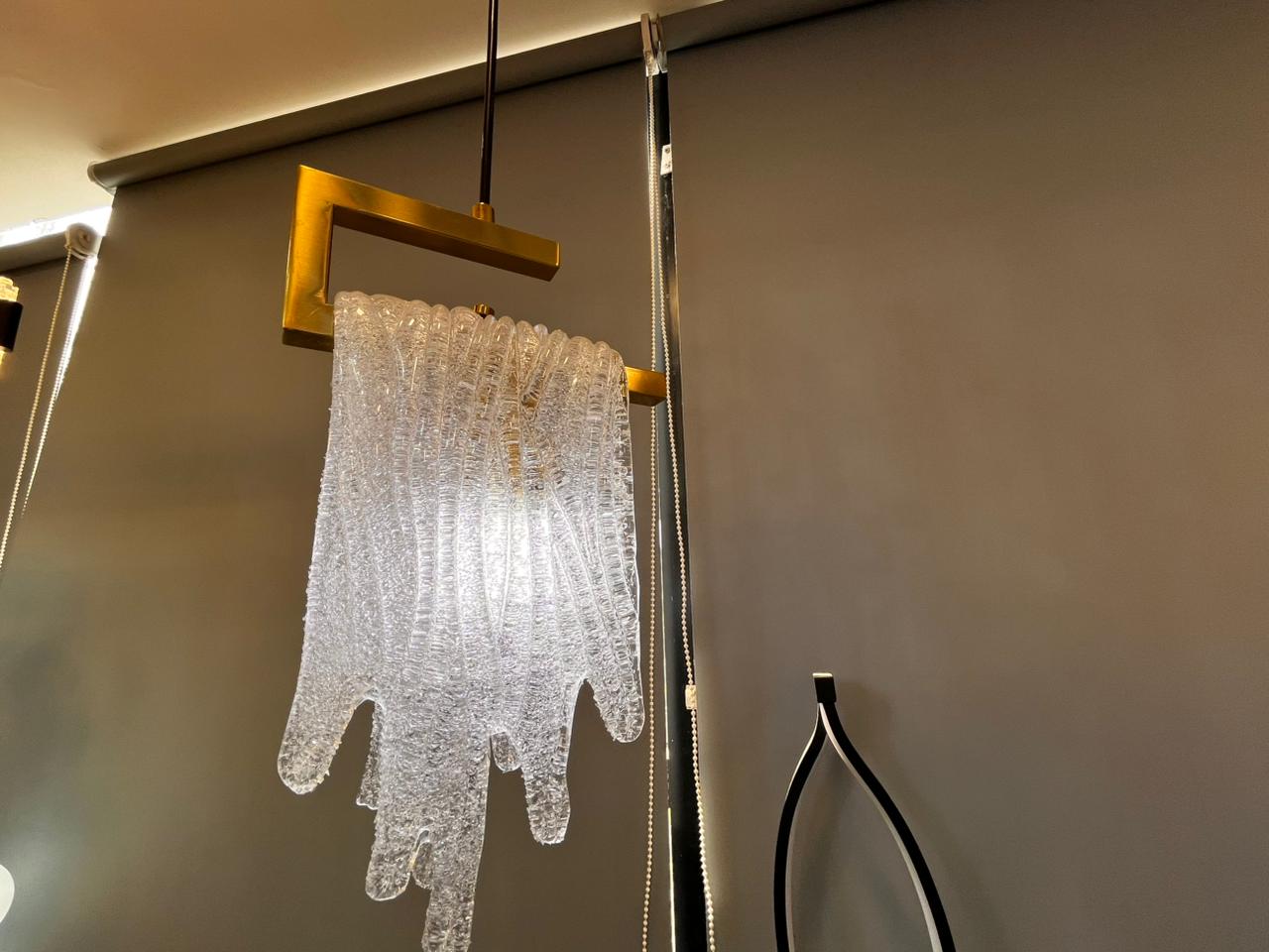Aurelia Icefall Modern Glass Chandelier | Gold Frame LED Pendant Light |