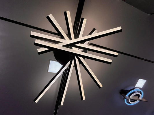 Sputnik Starburst LED Chandelier | Modern Black Multi-Rod Ceiling Light | Designer Lighting Fixture