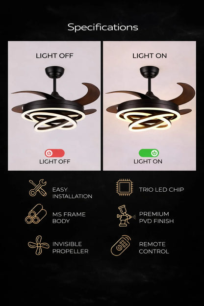 Elarria Luxe Twirl Ceiling Fan with Remote Control