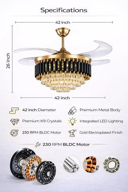 Black Mamba Chandelier Ceiling Fan with Remote Control